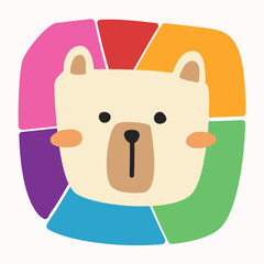 Segmented rainbow mane cartoon lion