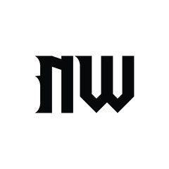 NW monogram logo design letter text name symbol monochrome logotype alphabet character simple logo