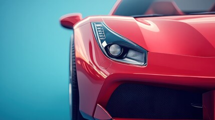 Close-up of a sleek, red sports car
