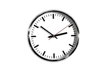 Classic silver wall clock showing the time at 2:50 on a transparent background vector, concept of punctuality, time management, and deadline