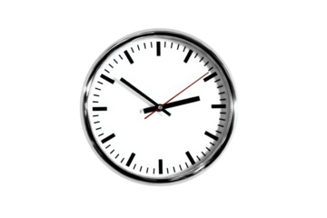 Classic silver wall clock showing the time at 2:50 on a transparent background vector, concept of punctuality, time management, and deadline