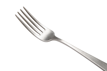 Silver fork isolated on transparent background vector, a dining utensil for eating food at a restaurant or home