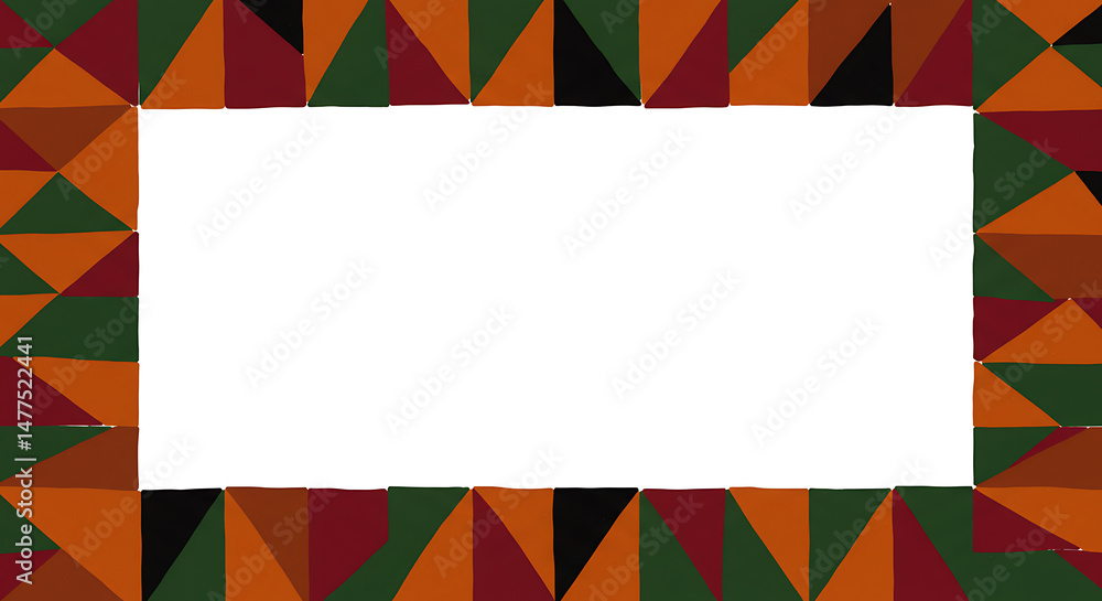 Poster geometric frame with ethnic triangular pattern for cultural designs and text overlay