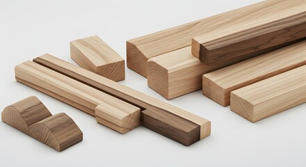 Arrangement of Smooth Wooden Blocks for Craft Projects