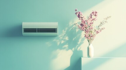 Naklejka premium Modern home with AC unit and flowers