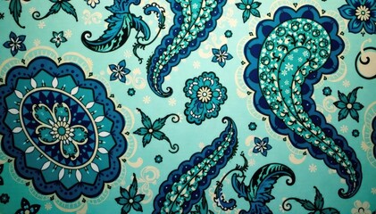 Classic paisley print in muted blues and greens , muted, home decor