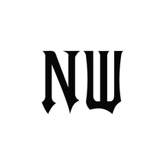 NW monogram logo design letter text name symbol monochrome logotype alphabet character simple logo