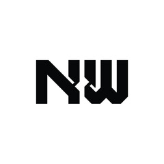 NW monogram logo design letter text name symbol monochrome logotype alphabet character simple logo