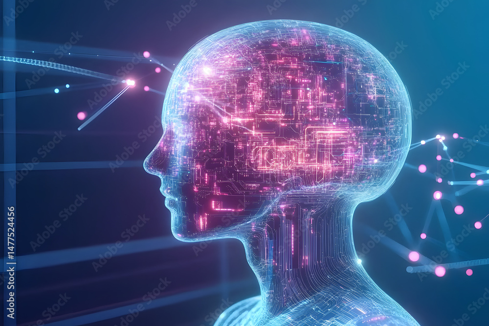 Poster artificial intelligence, knowledge expertise intelligence learn. technology and engineering. online 