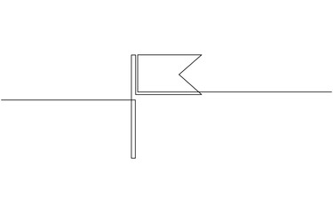 Obraz premium Continuous one line empty, white flag drawing. Flag Vector illustration, Single Line Drawing of a Flag with Editable Stroke.
