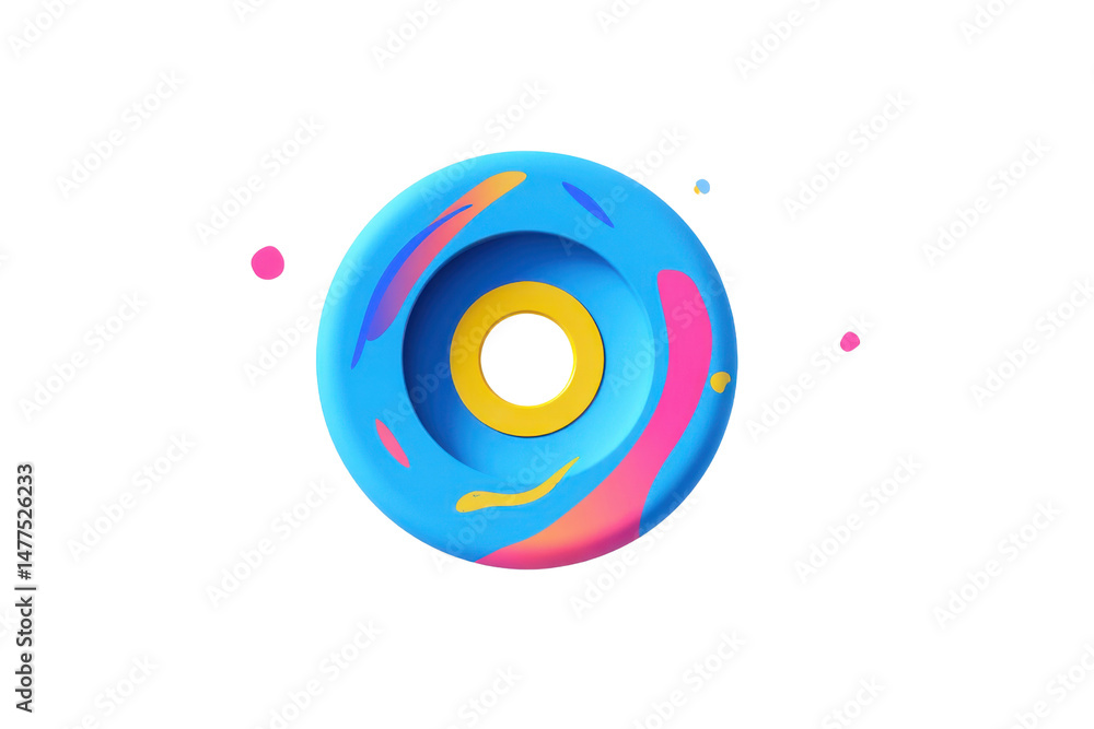 Poster abstract blue and yellow donut shape with colorful paint splashes on a transparent background vector