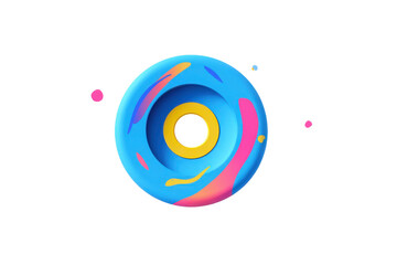 Abstract blue and yellow donut shape with colorful paint splashes on a transparent background vector Concept of modern art, design element, and playful decoration