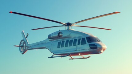 Modern helicopter in flight against a clear sky