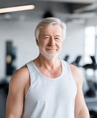 Fototapeta premium Elderly Man Enjoying Fitness in Gym