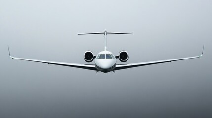 Private jet soaring through a hazy sky