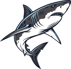 Colored Shark Fish Design Illustration. Creative Colored Shark Fish Art. Unique Shark Fish Colored Design. Colorful Shark Fish Graphic Design. Artistic Colored Shark Fish Drawing