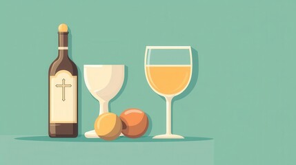 Holy items, religious communion trio, isolated image, flat design illustration
