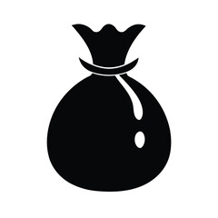 money bag icon black silhouette 