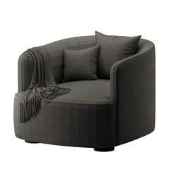 A chair with a blanket draped over it
