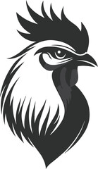 Obraz premium Rooster Head Illustration in Black and White Profile