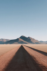 savanna plain in namibia at high noon bright sunlight casting geometric patterns on ground