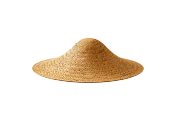 Conical straw hat, traditional asian headwear for sun protection and agriculture, isolated on a transparent background vector