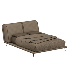 Obraz premium A bed with a brown comforter and pillows