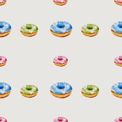 Crocodile and monkey enjoying ice cream in whimsical watercolor pattern for fabric design