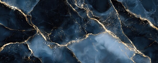Abstract Dark Marble Texture with Gold Veins Suitable for Backgrounds