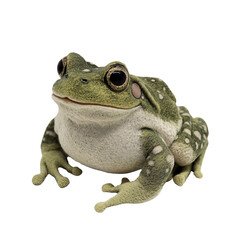 Obraz premium Green Frog with White Spots Sitting Proudly, a Symbol of Nature and Wildlife - Isolated on Transparent Background PNG