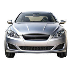 silver Car Front View with Transparent Background