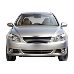 silver Car Front View with Transparent Background