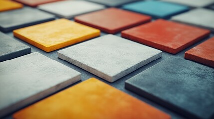 Fototapeta premium Diverse range of square tiles in various colors and textures