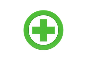 Obraz premium Green plus symbol in circle isolated on transparent background