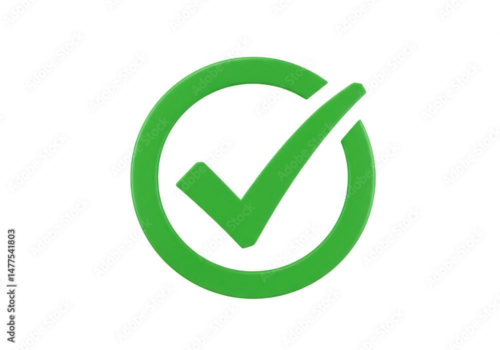 Poster green check mark inside circle isolated on transparent background