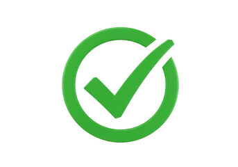 Green check mark inside circle isolated on transparent background