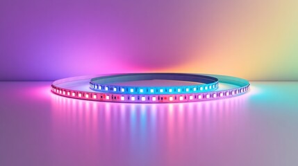 Colorful LED strip lights in a circular design