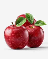 Fresh Red Apples with Green Leaves for Healthy Snacking
