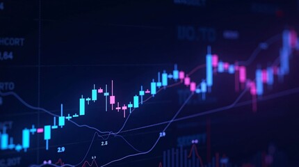 Naklejka premium Abstract Pink and Blue Candlestick Chart for Stock Market Analysis