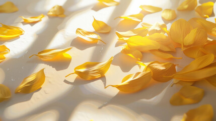 Golden petals sunlight soft light nature background peaceful calm wellness design