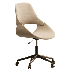 A tan office chair with black wheels