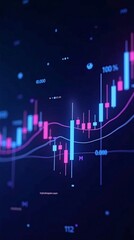 Naklejka premium Abstract Pink and Blue Candlestick Chart for Stock Market Analysis