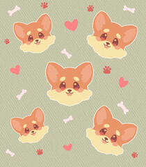 Fototapeta premium Seamless pattern with cute corgi