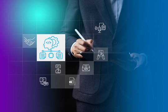 Businessman are using AI as a work assistant.