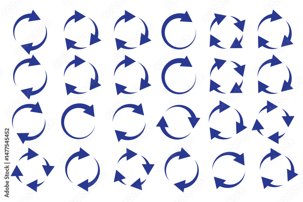 Poster circle arrow icon set. circular arrow icon, refresh, reload arrow icon symbol sign, vector illustrat