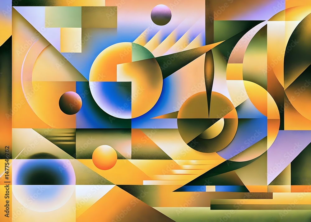Aufkleber abstract geometry bright colors shapes interaction pattern design