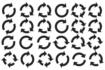 circle arrow icon set , loop icon. circular arrow icon, refresh, reload. Set of circle arrows rotating on white background. Vector illustration in eps 10.