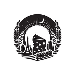 National Cheese Day Silhouette Vector Illustration, Solid White Background.