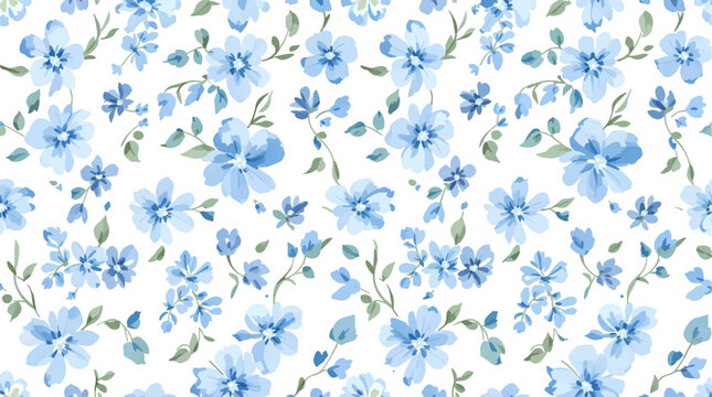 Blue floral watercolor pattern for background, fabric, textile, fashion, wallpaper, wedding, banner, sticker, decoration etc.
