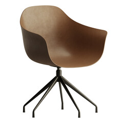 A brown chair with a black base